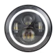 Far LED 7 inch Jeep H4 cu Angel Eyes Alb/Galben DRL + Semnalizare