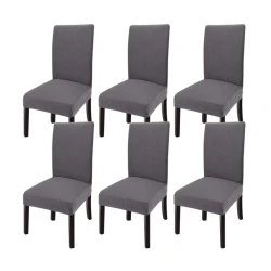 Set 6 huse pentru scaun cu centura elastica GRI INCHIS