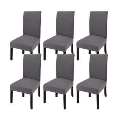 Set 6 huse pentru scaun cu centura elastica GRI INCHIS