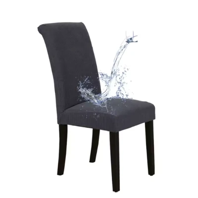 Set 6 huse pentru scaun cu centura elastica GRI INCHIS