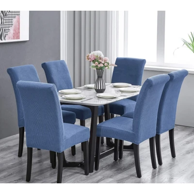 Set 6 huse pentru scaun cu centura elastica ALBASTRU DESCHIS