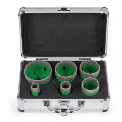 UB Set 6 carote diamantate pentru gresie marmura de la 20 la 68 mm prindere M14 umed sau uscat cutie depozitare