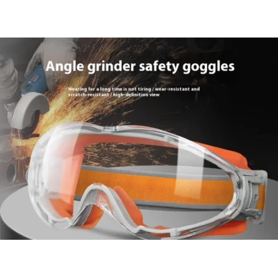 Ochelari de protectie cu banda elastica lentila transparenta anti impact pentru constructii bricolaj si atelier PORTOCALIU