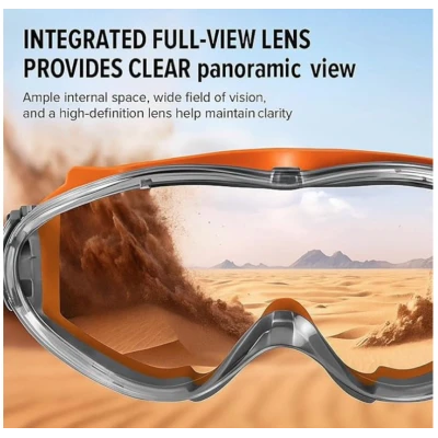 Ochelari de protectie cu banda elastica lentila transparenta anti impact pentru constructii bricolaj si atelier PORTOCALIU
