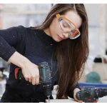 Ochelari de protectie cu banda elastica lentila transparenta anti impact pentru constructii bricolaj si atelier PORTOCALIU