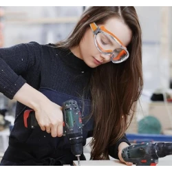 Ochelari de protectie cu banda elastica lentila transparenta anti impact pentru constructii bricolaj si atelier PORTOCALIU