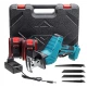 Fierastrau electric tip sabie cu 2 acumulatori 4 panze pentru multiple materiale albastru