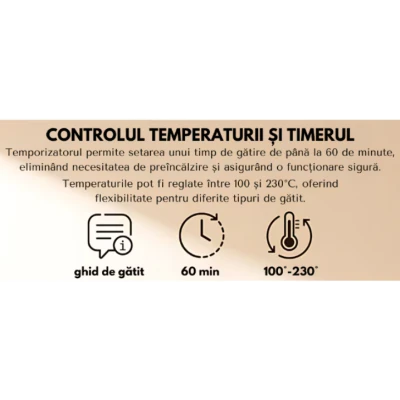 Friteuza cu aer cald retro 1360W capacitate 12L cu geam transparent