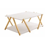 Masuta de cafea moderna cu polita depozitare design minimalist picioare in X GOLD