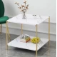 Masuta de cafea moderna cu blat tip marmura si cadru auriu 40 x 40 x 43cm