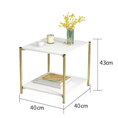 Masuta de cafea moderna cu blat tip marmura si cadru auriu 40 x 40 x 43cm