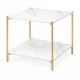 Masuta de cafea moderna cu blat tip marmura si cadru auriu 40 x 40 x 43cm