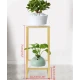 Suport decorativ pentru flori cu 2 niveluri cadru metalic auriu si polite tip marmura
