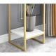Suport decorativ pentru flori cu 2 niveluri cadru metalic auriu si polite tip marmura