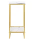 Suport decorativ pentru flori cu 2 niveluri cadru metalic auriu si polite tip marmura