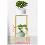Suport decorativ pentru flori cu 2 niveluri cadru metalic auriu si polite tip marmura