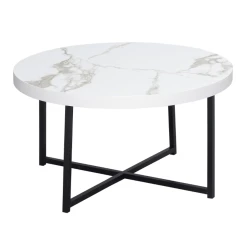 Masuta de cafea rotunda MDF/Metal 80x45 cm Alb
