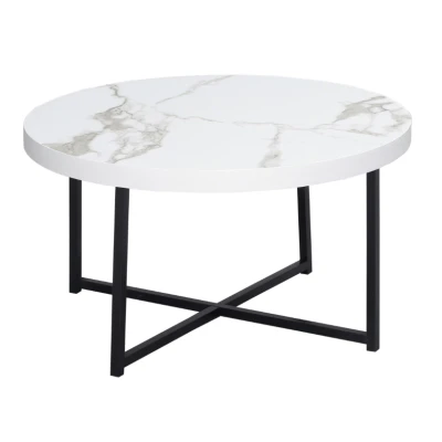 Masuta de cafea rotunda MDF/Metal 80x45 cm Alb