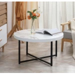 Masuta de cafea rotunda MDF/Metal 80x45 cm Alb