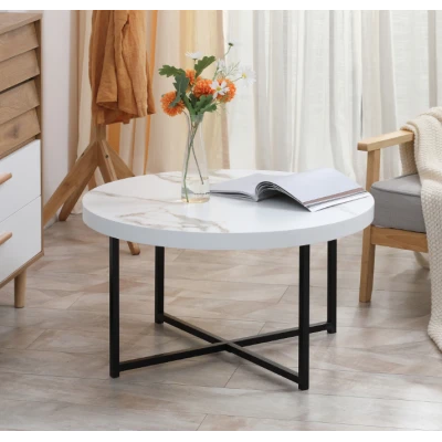 Masuta de cafea rotunda MDF/Metal 80x45 cm Alb