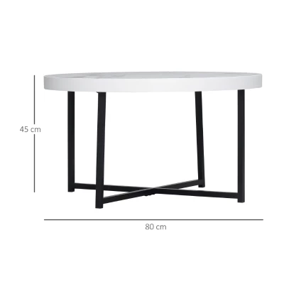 Masuta de cafea rotunda MDF/Metal 80x45 cm Alb
