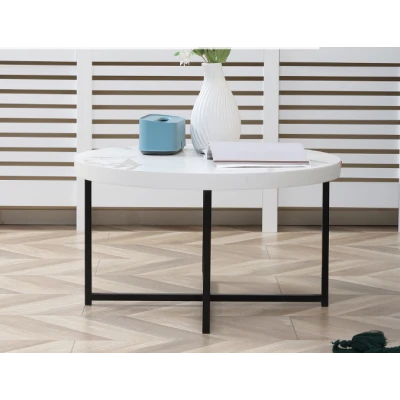 Masuta de cafea rotunda MDF/Metal 80x45 cm Alb
