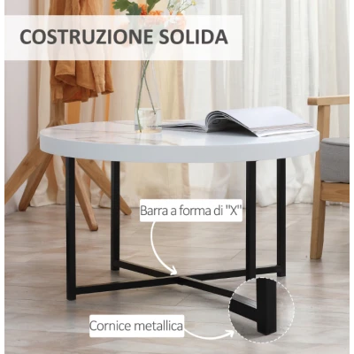 Masuta de cafea rotunda MDF/Metal 80x45 cm Alb