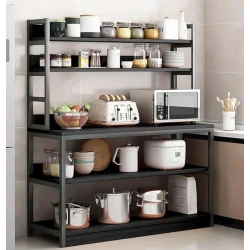 Etajera multifunctionala pentru bucatarie 120x35x158 cm NEAGRA