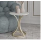 UB Masuta de cafea rotunda moderna cu blat alb stil marmura si cadru metalic AURIU