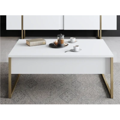RESIGILAT Masuta cafea alb si auriu din PAL/metal 90x60x40 cm URME USOARE