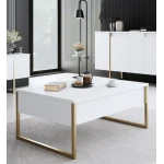 RESIGILAT Masuta cafea alb si auriu din PAL/metal 90x60x40 cm URME USOARE