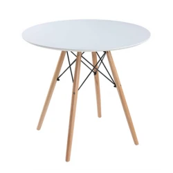 Masa bucatarie moderna rotunda alba blat MDF 90cm