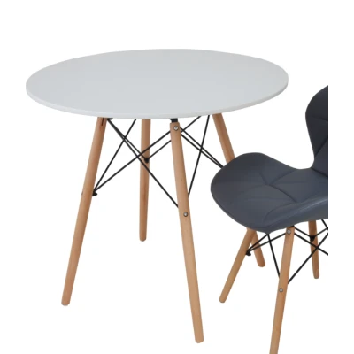 Masa bucatarie moderna rotunda alba blat MDF 90cm