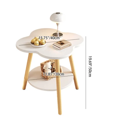 UB Masuta rotunda contemporana din lemn masiv metal in forma de floare cu 2 niveluri 4 PICIOARE