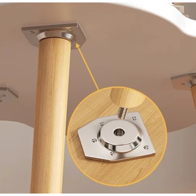 UB Masuta rotunda contemporana din lemn masiv metal in forma de floare cu 2 niveluri 4 PICIOARE