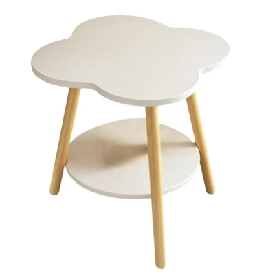 UB Masuta rotunda contemporana din lemn masiv metal in forma de floare cu 2 niveluri 4 PICIOARE