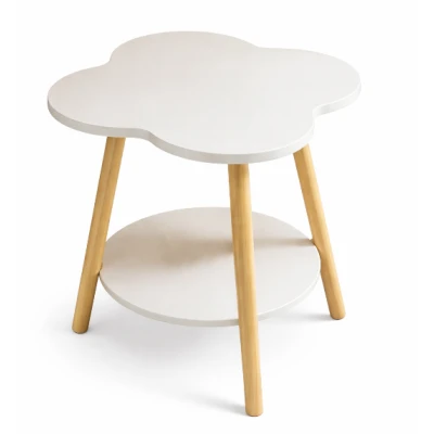 UB Masuta rotunda contemporana din lemn masiv metal in forma de floare cu 2 niveluri 4 PICIOARE