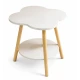 UB Masuta rotunda contemporana din lemn masiv metal in forma de floare cu 2 niveluri 4 PICIOARE