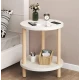 Masuta rotunda moderna cu polita blat alb si picioare din lemn 40 x 53 cm