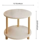 Masuta rotunda moderna cu polita blat alb si picioare din lemn 40 x 53 cm