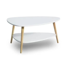 Masuta de cafea OVALA alba placa din MDF 90x67x45 cm