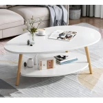 Masuta de cafea OVALA alba placa din MDF 90x67x45 cm