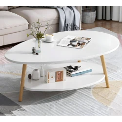 Masuta de cafea OVALA alba placa din MDF 90x67x45 cm