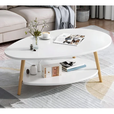 Masuta de cafea OVALA alba placa din MDF 90x67x45 cm