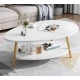 Masuta de cafea OVALA alba placa din MDF 90x67x45 cm