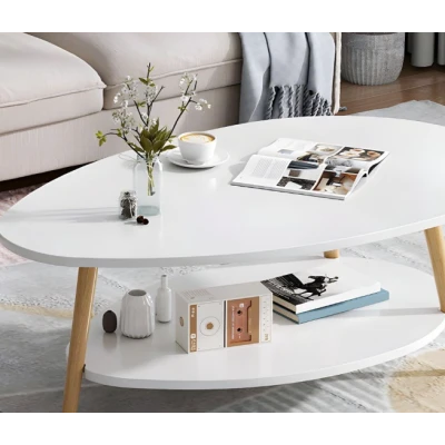 Masuta de cafea OVALA alba placa din MDF 90x67x45 cm