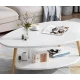 Masuta de cafea OVALA alba placa din MDF 90x67x45 cm