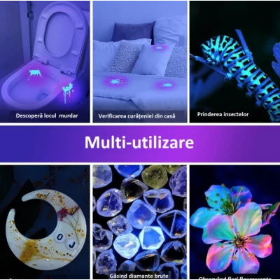 Mini Lanterna UV cu Iluminare ultravioleta autentificarea documentelor si bancnotelor 9cm