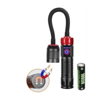 Lampa LED de lucru reincarcabila cu gat flexibil lumina reglabila magnetica acumulator 26650 si USB
