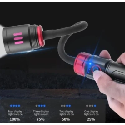 Lampa LED de lucru reincarcabila cu gat flexibil lumina reglabila magnetica acumulator 26650 si USB